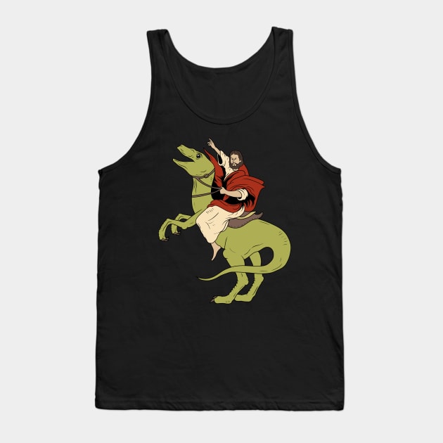 Jesus on a Raptor Tank Top by valentinahramov